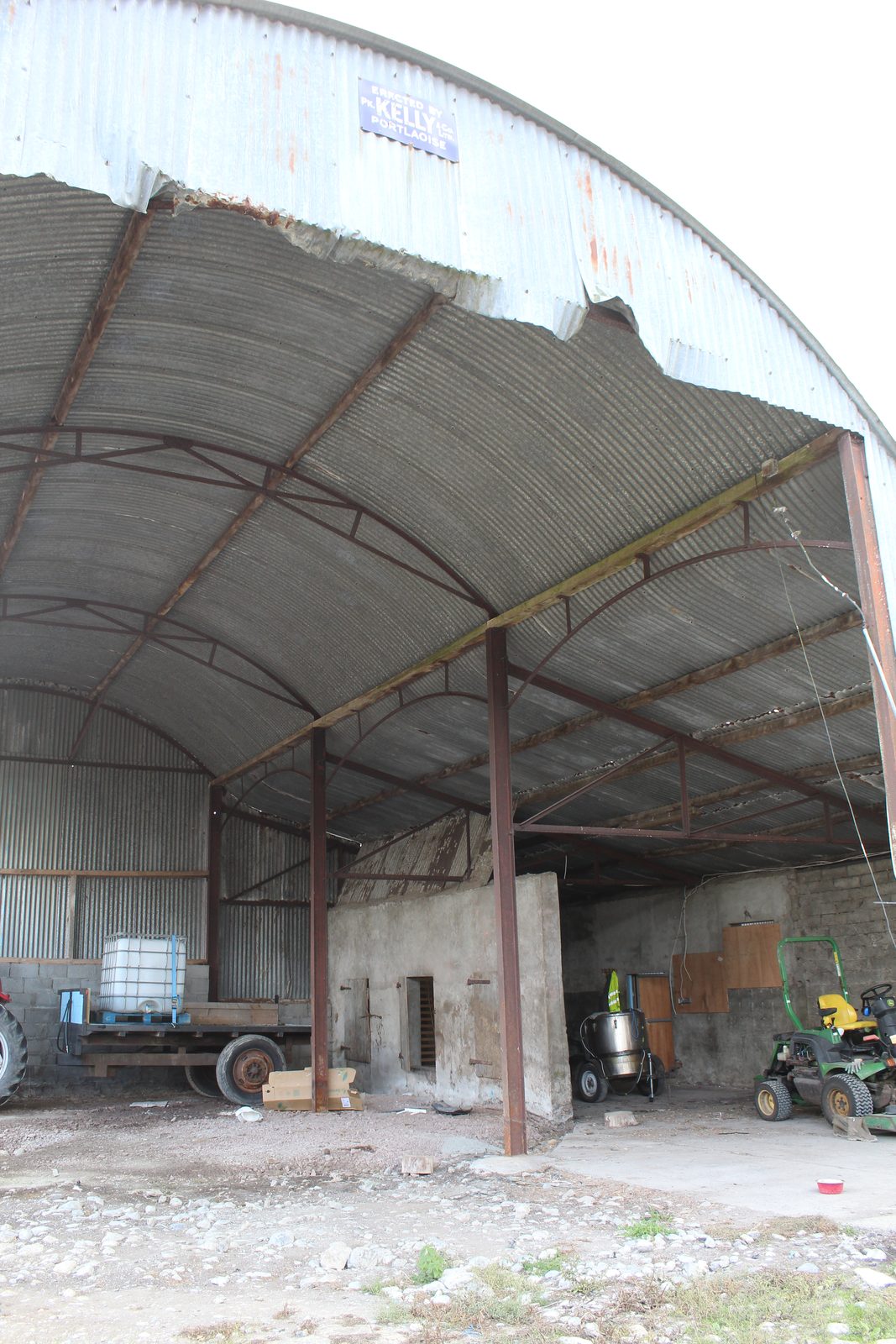 The curved-roof Kelly of Portlaoise hay shed on the farm